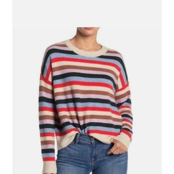 Madewell Colorful Striped Merino Wool Alpaca Sweater Womens Size Small Boxy Fit - Picture 1 of 8